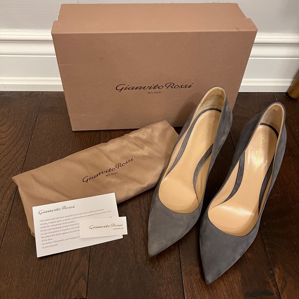 Women’s Gianvito Rossi Grey Ellipsis 105 mm High Back Heels 37.5